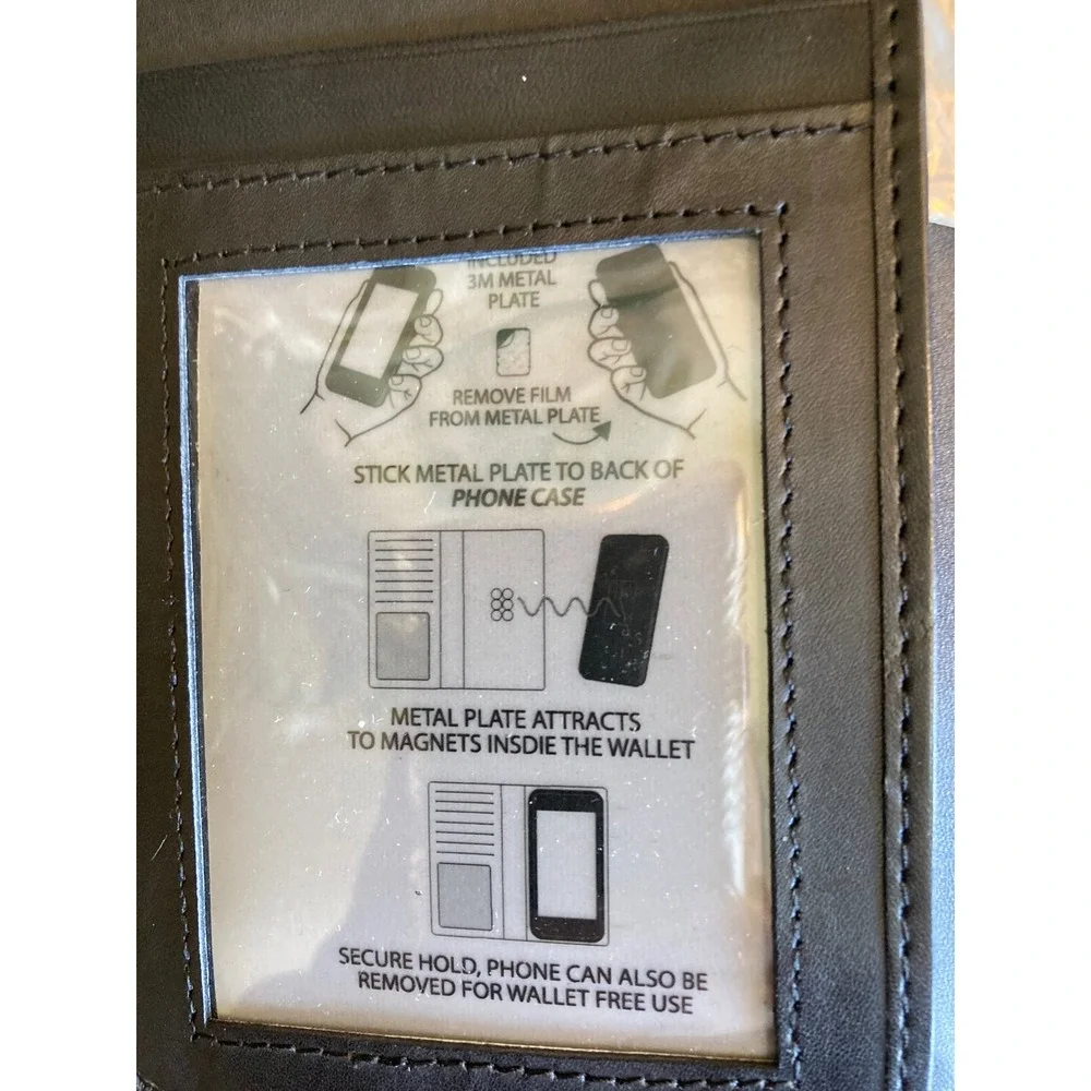 Rawlings Black Genuine Leather Magnetic Phone Wallet RFID RS10056 BLK New
